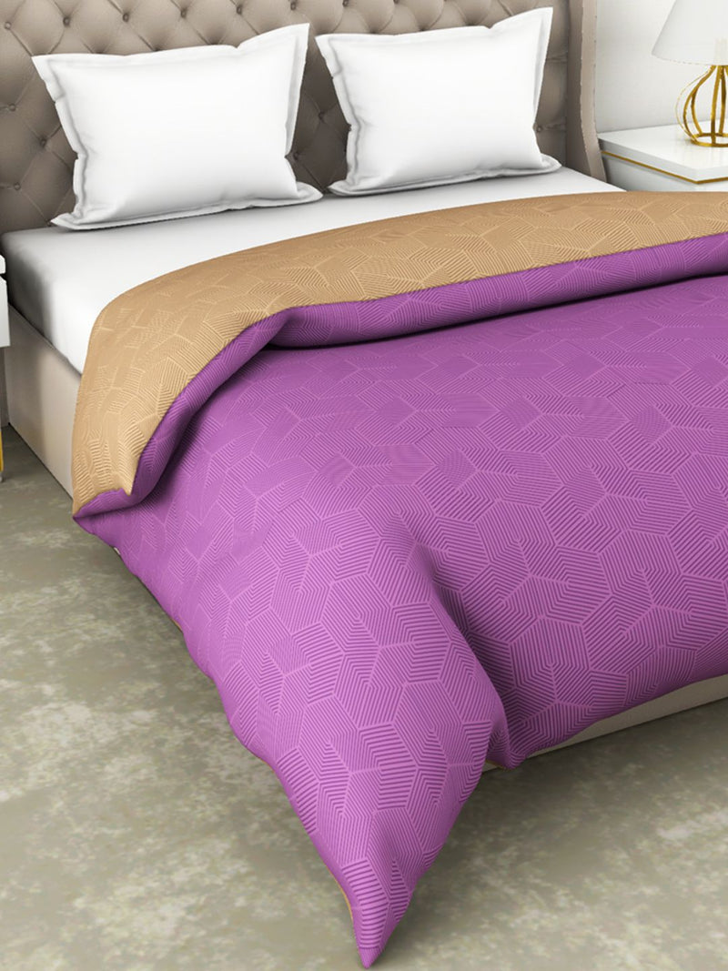 Superfine 100% Egyptian Cotton Fabric Reversible Comforter For All Weather <small> (abstract-purple/beige)</small>