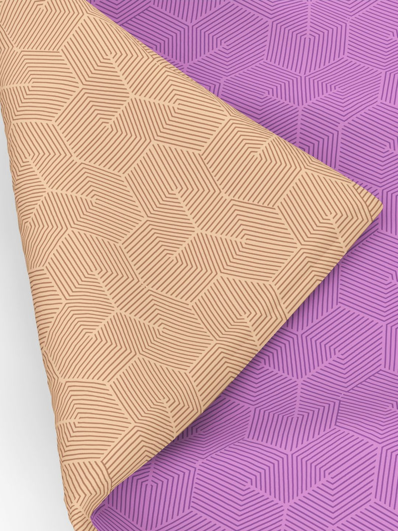 Superfine 100% Egyptian Cotton Fabric Reversible Comforter For All Weather <small> (abstract-purple/beige)</small>