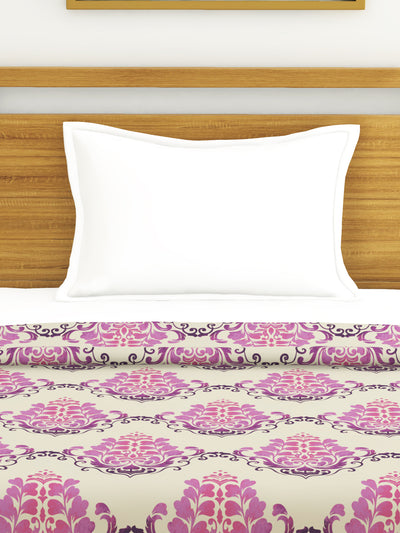 Super Soft 100% Natural Cotton Fabric Single Comforter For All Weather <small> (floral-purple/pink)</small>