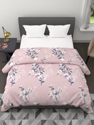 Super Soft Microfiber Double Comforter For All Weather <small> (floral-rosy brown)</small>