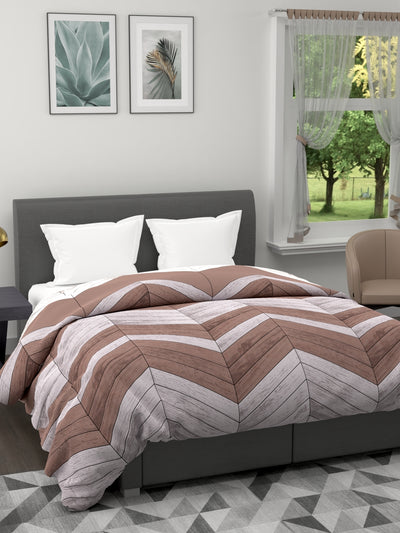 Super Soft Microfiber Double Comforter For All Weather <small> (geometric-brown/grey)</small>