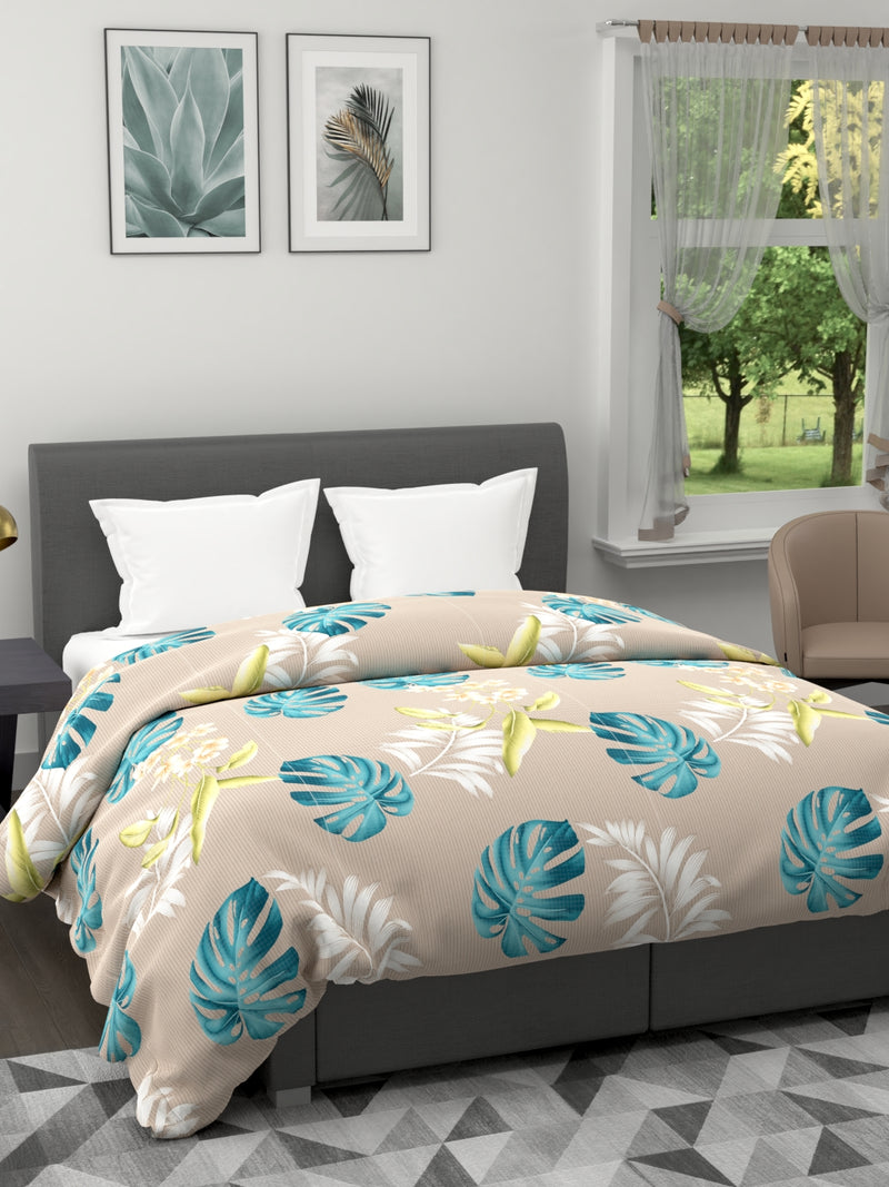 Super Soft Microfiber Double Comforter For All Weather <small> (floral-khaki/multi)</small>