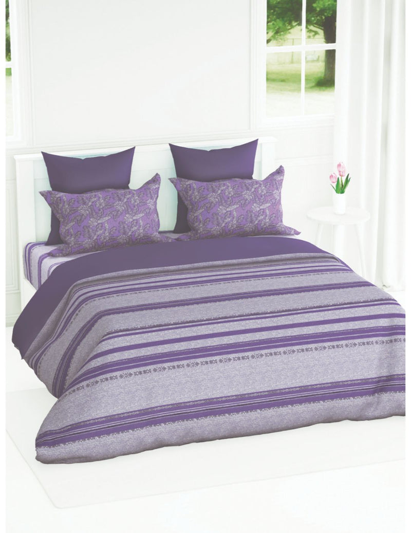 Soft 100% Cotton Double Comforter With 1 Double Bedsheet 2 Pillow Covers, For Ac Room <small> (abstract-purple)</small>