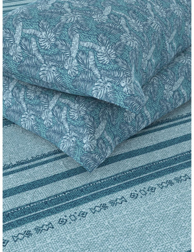 Soft 100% Cotton Double Comforter With 1 Double Bedsheet 2 Pillow Covers, For Ac Room <small> (abstract-blue)</small>