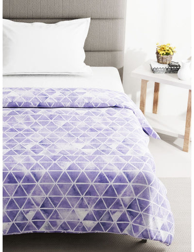 Super Soft 100% Natural Cotton Fabric Single Comforter For All Weather <small> (geometric-purple/white)</small>