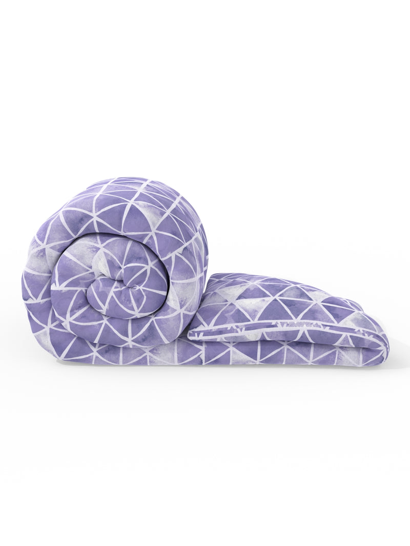 Super Soft 100% Natural Cotton Fabric Double Comforter For All Weather <small> (geometric-purple/white)</small>