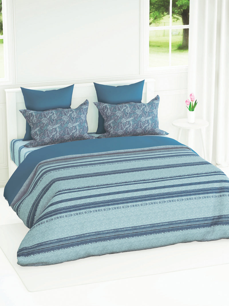 Super Soft 100% Natural Cotton Fabric Double Comforter For Winters <small> (abstract-blue)</small>