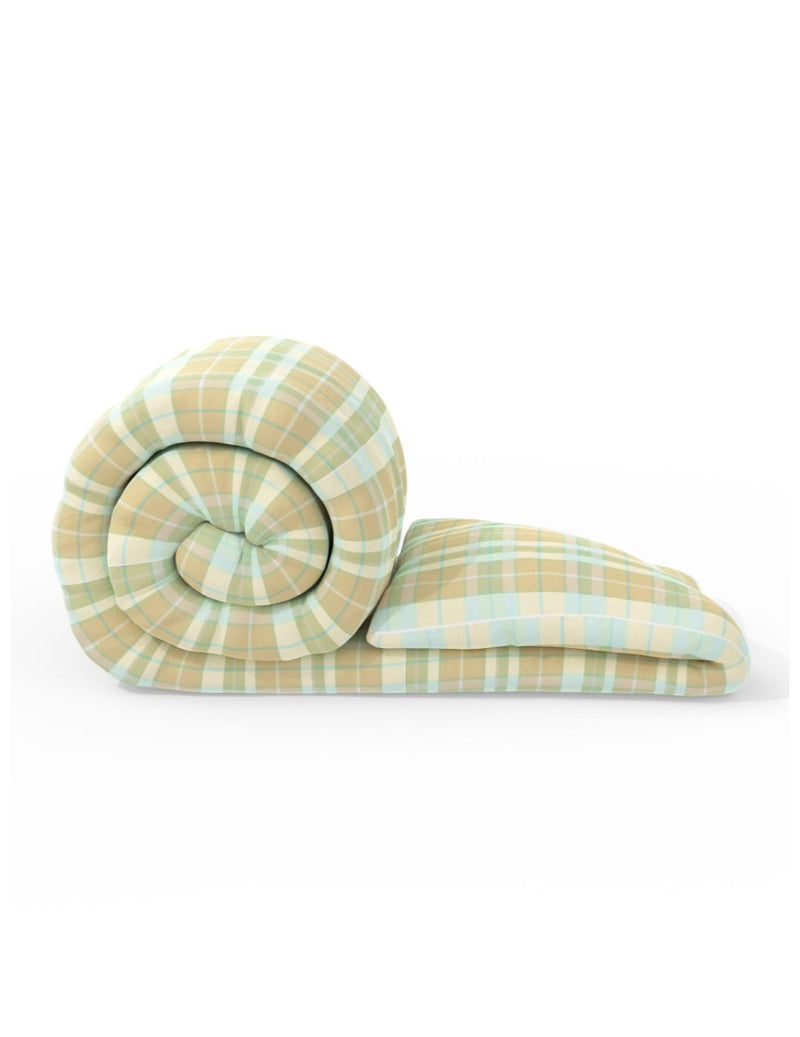 Super Soft 100% Natural Cotton Fabric Single Comforter For All Weather <small> (checks-yellow/multi)</small>