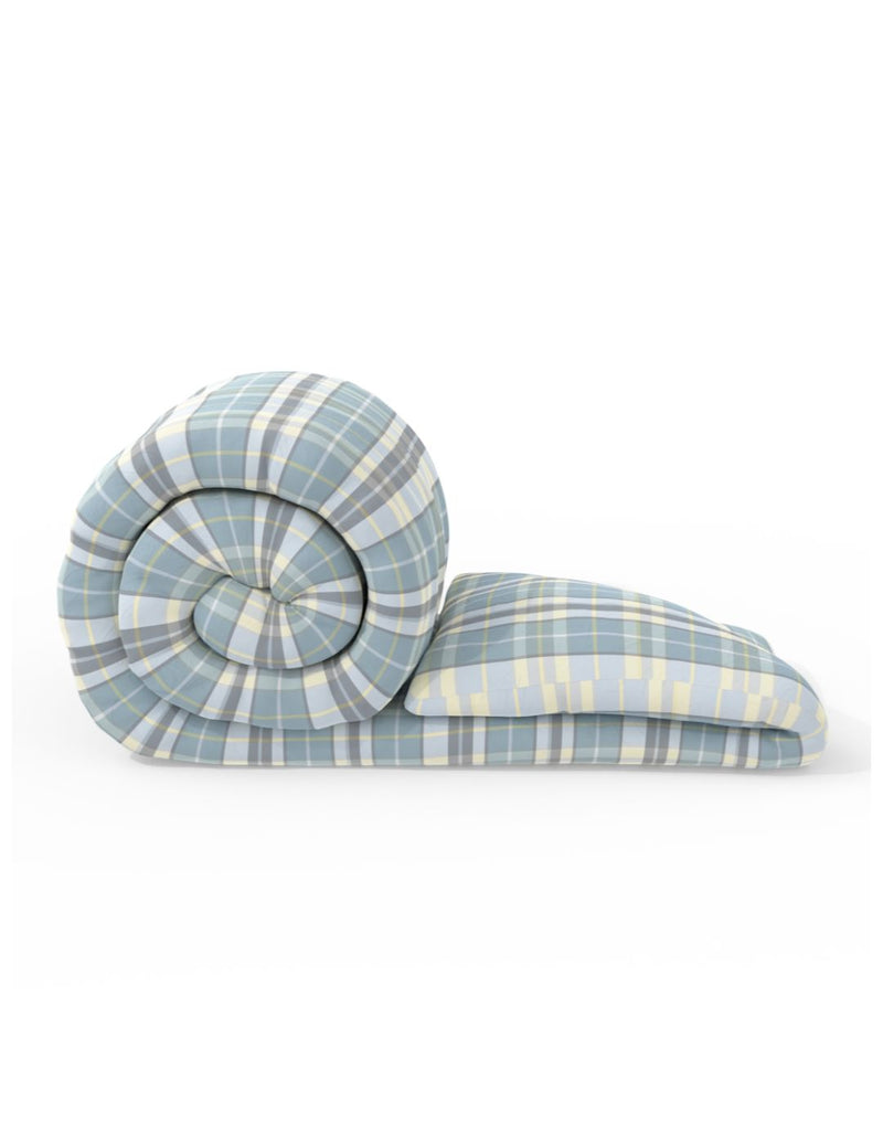 Super Soft 100% Natural Cotton Fabric Single Comforter For All Weather <small> (checks-blue/multi)</small>