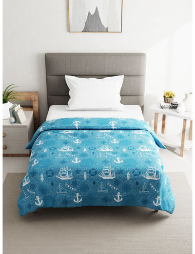 Super Soft 100% Natural Cotton Fabric Single Comforter For All Weather <small> (geometric-dk.blue)</small>