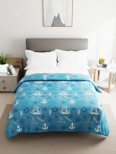 Super Soft 100% Natural Cotton Fabric Double Comforter For Winters <small> (geometric-dk.blue)</small>