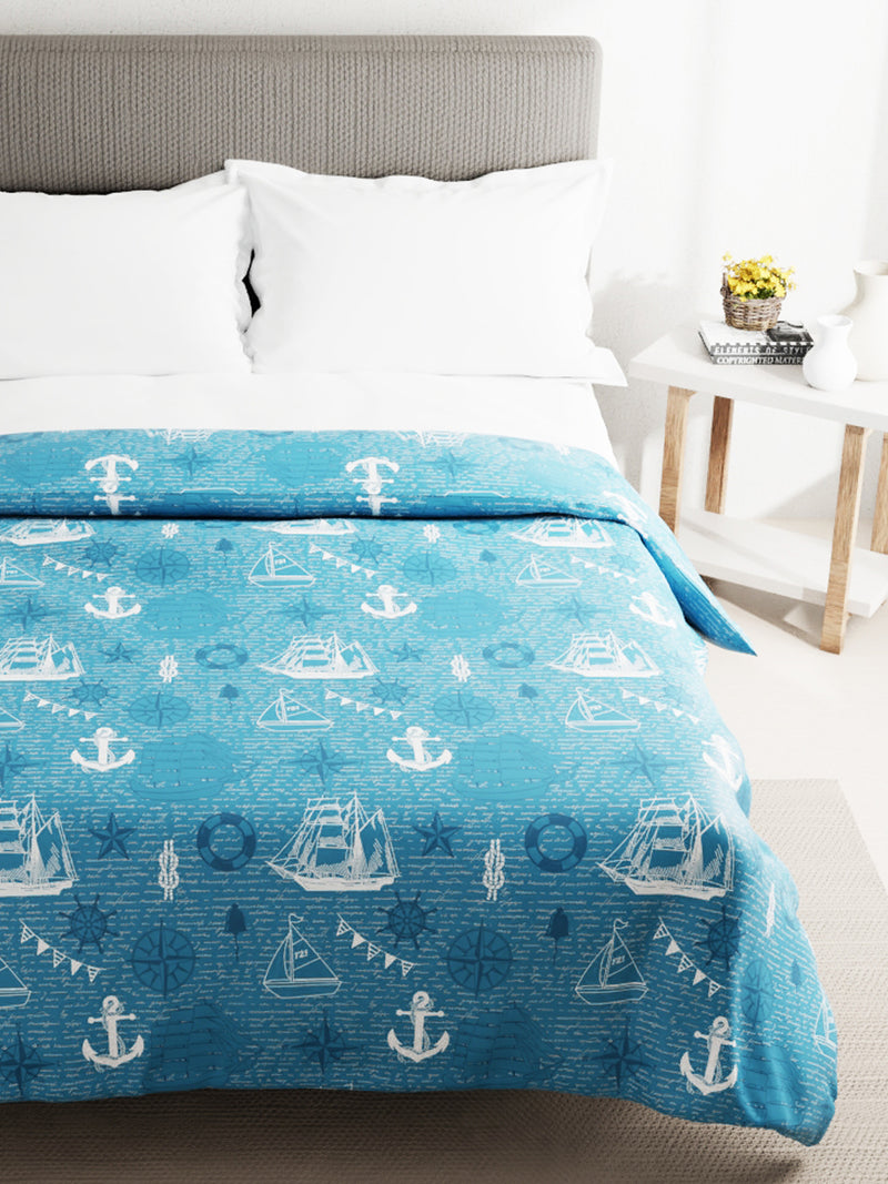 Super Soft 100% Natural Cotton Fabric Double Comforter For Winters <small> (geometric-dk.blue)</small>