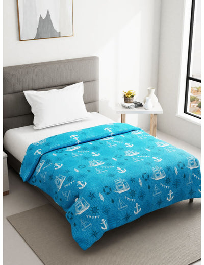Super Soft 100% Natural Cotton Fabric Single Comforter For All Weather <small> (geometric-blue)</small>