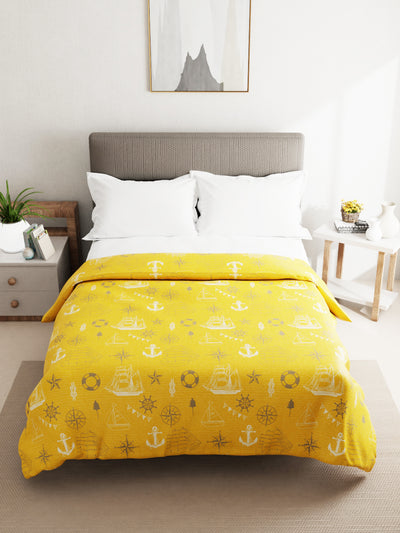 Super Soft 100% Natural Cotton Fabric Double Comforter For Winters <small> (geometric-yellow)</small>
