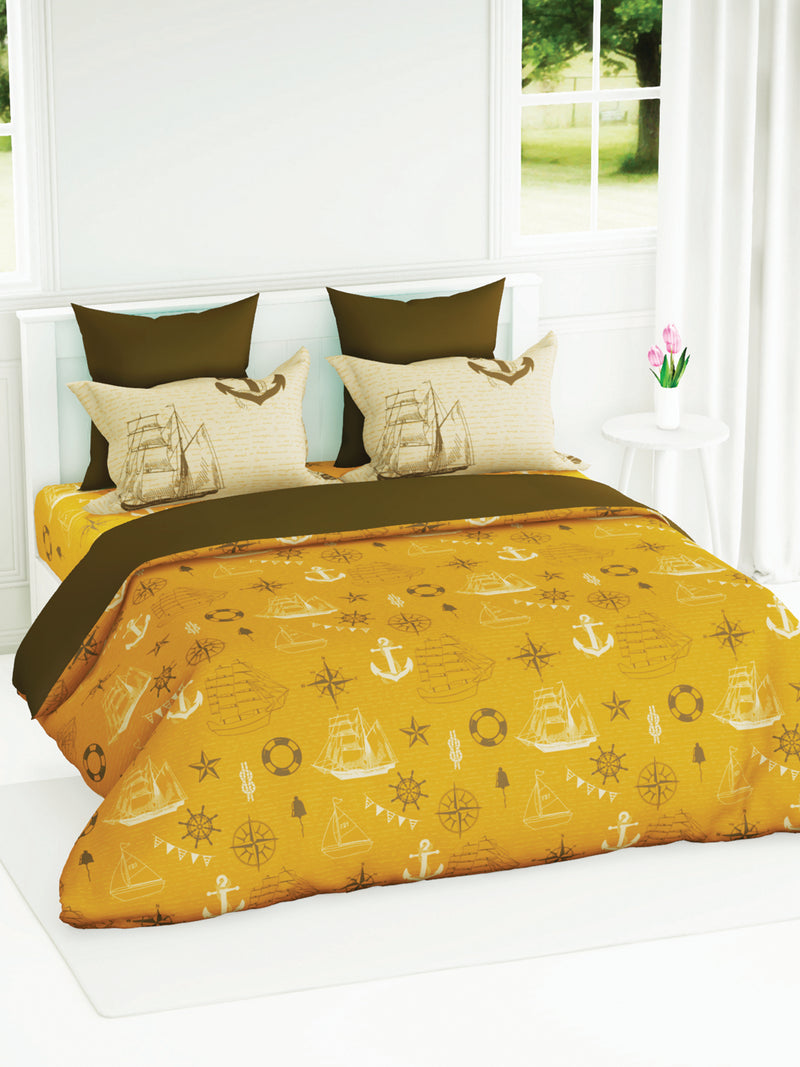 Super Soft 100% Natural Cotton Fabric Double Comforter For Winters <small> (geometric-yellow)</small>
