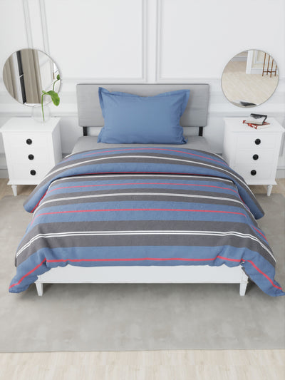 Designer 100% Satin Cotton Comforter For All Weather <small> (stripe-blue/yellow)</small>
