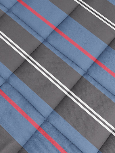 Designer 100% Satin Cotton Comforter For All Weather <small> (stripe-blue/red)</small>