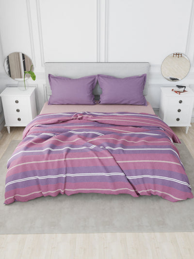 Designer 100% Satin Cotton Comforter For All Weather <small> (stripe-plum/purple)</small>