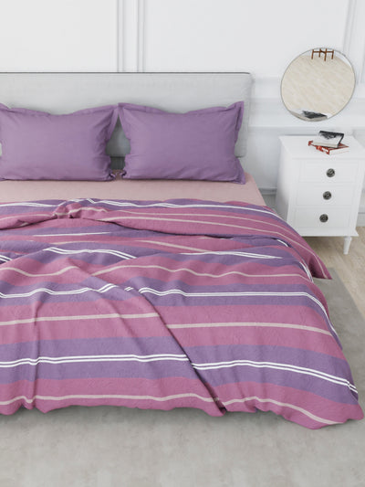 Designer 100% Satin Cotton Comforter For All Weather <small> (stripe-plum/purple)</small>