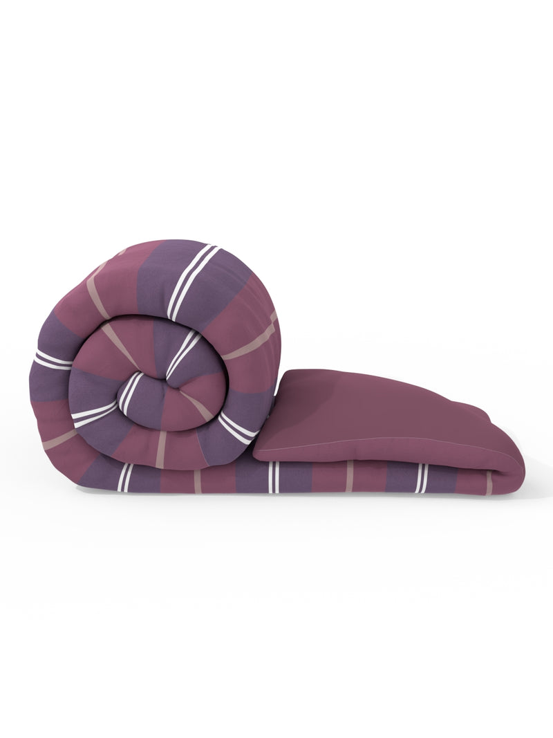 Designer 100% Satin Cotton Comforter For All Weather <small> (stripe-plum/purple)</small>