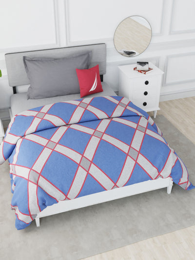 Designer 100% Satin Cotton Comforter For All Weather <small> (geometric-blue/red)</small>