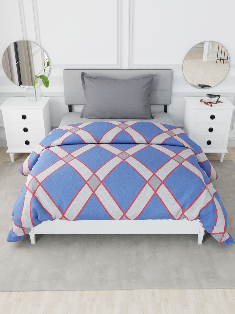 Designer 100% Satin Cotton Comforter For All Weather <small> (geometric-blue/red)</small>