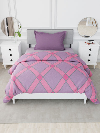 Designer 100% Satin Cotton Comforter For All Weather <small> (geometric-plum/peach)</small>