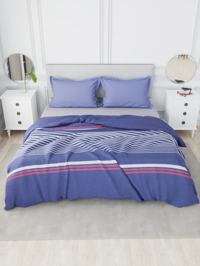 Designer 100% Satin Cotton Comforter For All Weather <small> (stripe-purple/grey)</small>