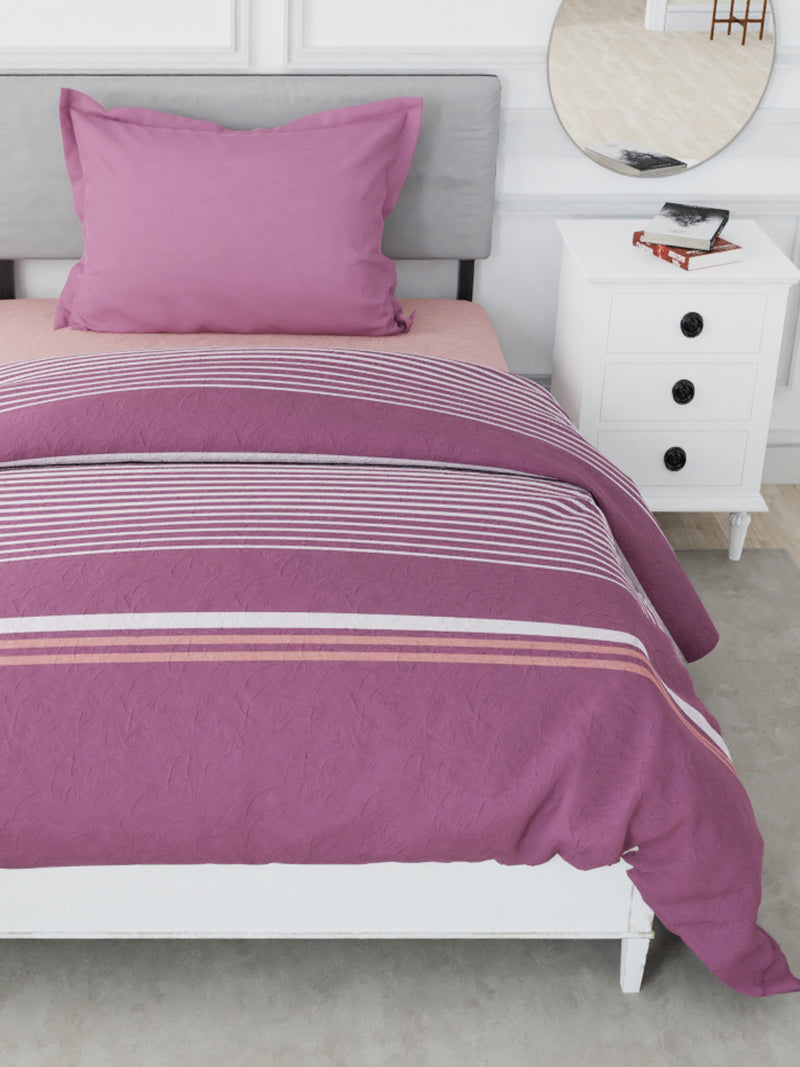 Designer 100% Satin Cotton Comforter For All Weather <small> (stripe-maroon)</small>