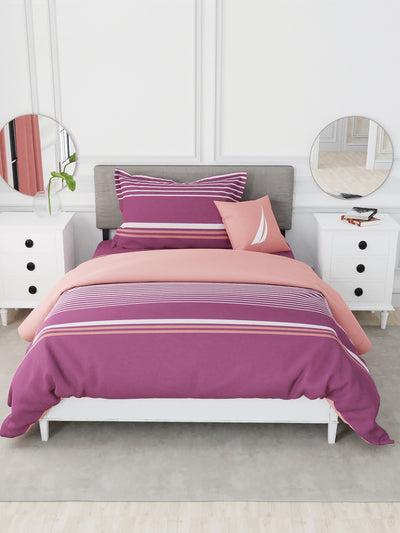 Designer 100% Satin Cotton Comforter For All Weather <small> (stripe-maroon)</small>