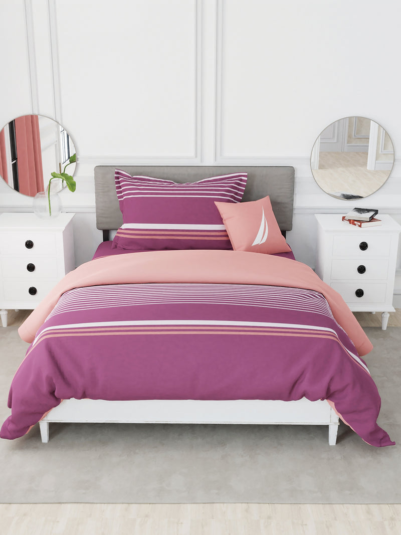 Designer 100% Satin Cotton Comforter For All Weather <small> (stripe-maroon)</small>