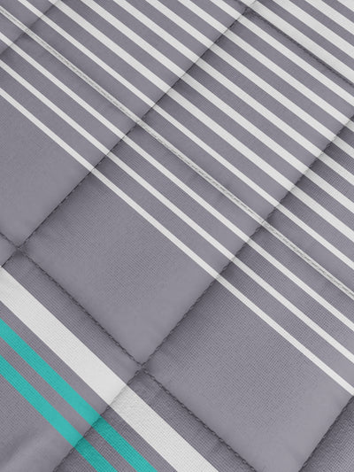 Designer 100% Satin Cotton Comforter For All Weather <small> (stripe-grey/aqua)</small>