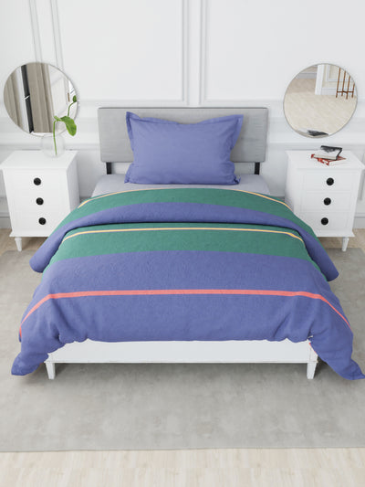 Designer 100% Satin Cotton Comforter For All Weather <small> (stripe-blue/green)</small>