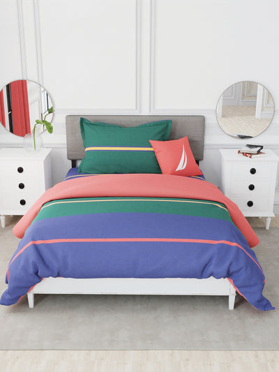Designer 100% Satin Cotton Comforter For All Weather <small> (stripe-blue/green)</small>