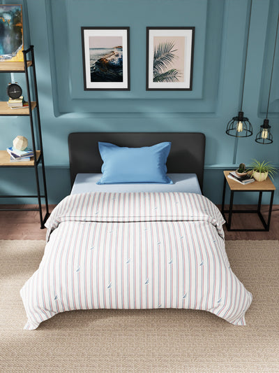 Super Soft 100% Cotton Fabric Comforter For All Weather <small> (stripe-red/blue)</small>