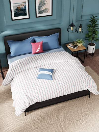 Super Soft 100% Cotton Fabric Comforter For All Weather <small> (stripe-red/blue)</small>