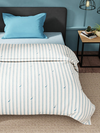 Super Soft 100% Cotton Fabric Comforter For All Weather <small> (stripe-blue/dk. blue)</small>