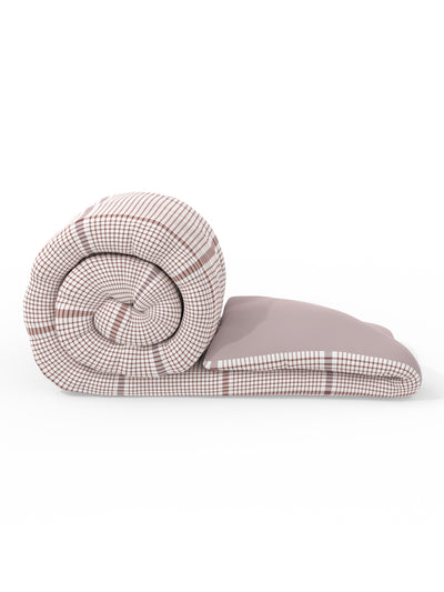 Super Soft 100% Cotton Fabric Comforter For All Weather <small> (checks-pink/red)</small>
