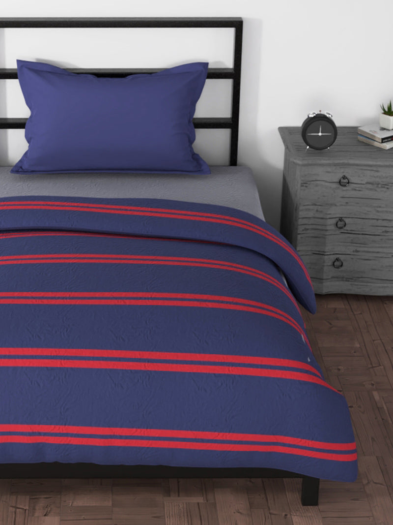 100% Premium Cotton Fabric Comforter For All Weather <small> (stripe-blue/red)</small>