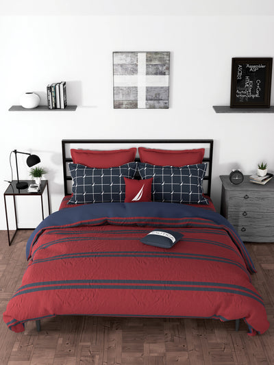 100% Premium Cotton Fabric Comforter For All Weather <small> (stripe-red/black)</small>