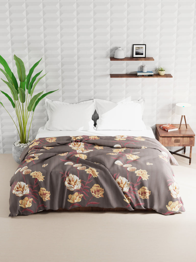 Super Soft Microfiber Double Comforter For All Weather <small> (floral-coffee)</small>