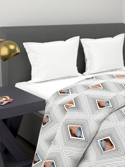 Super Soft Microfiber Double Comforter For All Weather <small> (geometric-brown)</small>