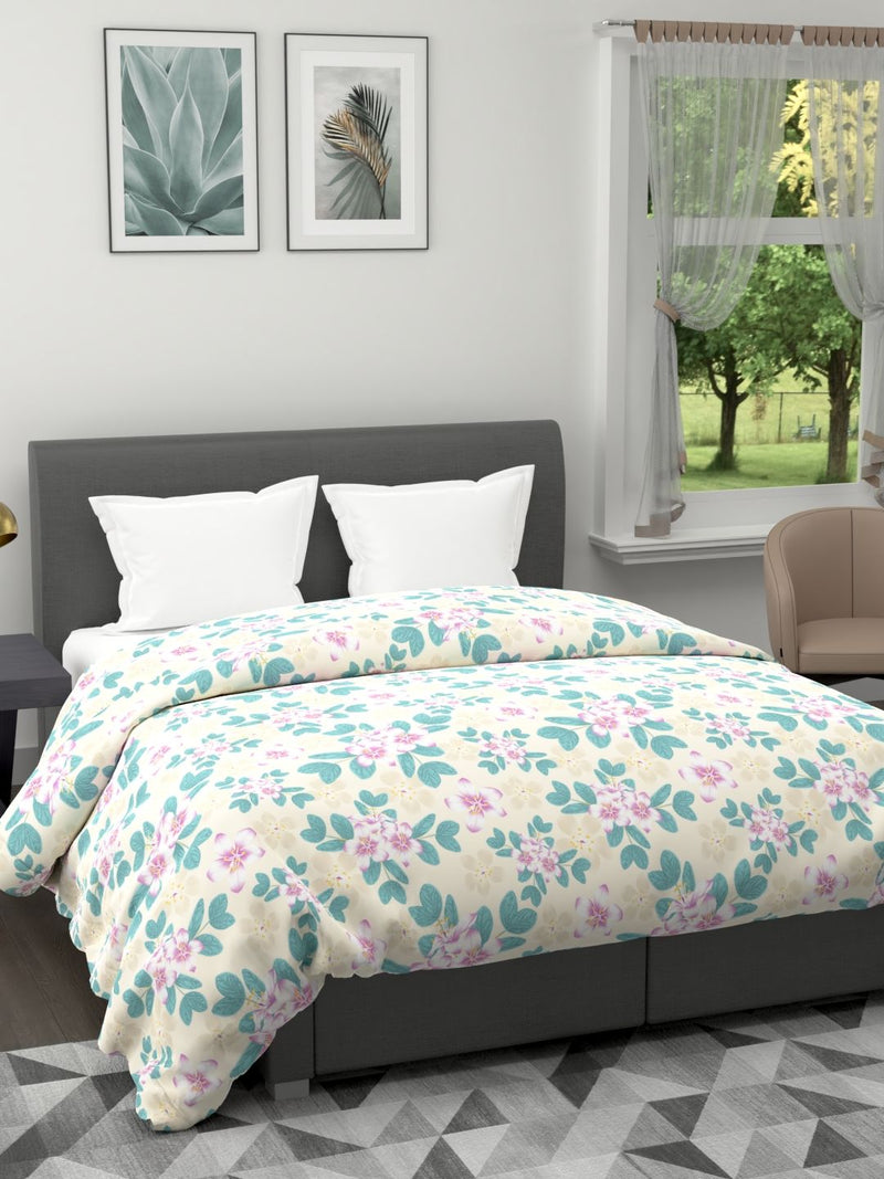 Super Soft Microfiber Double Comforter For All Weather <small> (floral-turq)</small>