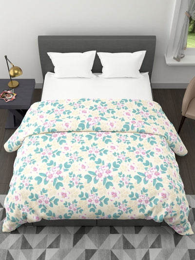 Super Soft Microfiber Double Comforter For All Weather <small> (floral-turq)</small>