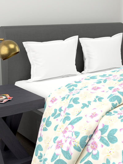Super Soft Microfiber Double Comforter For All Weather <small> (floral-turq)</small>