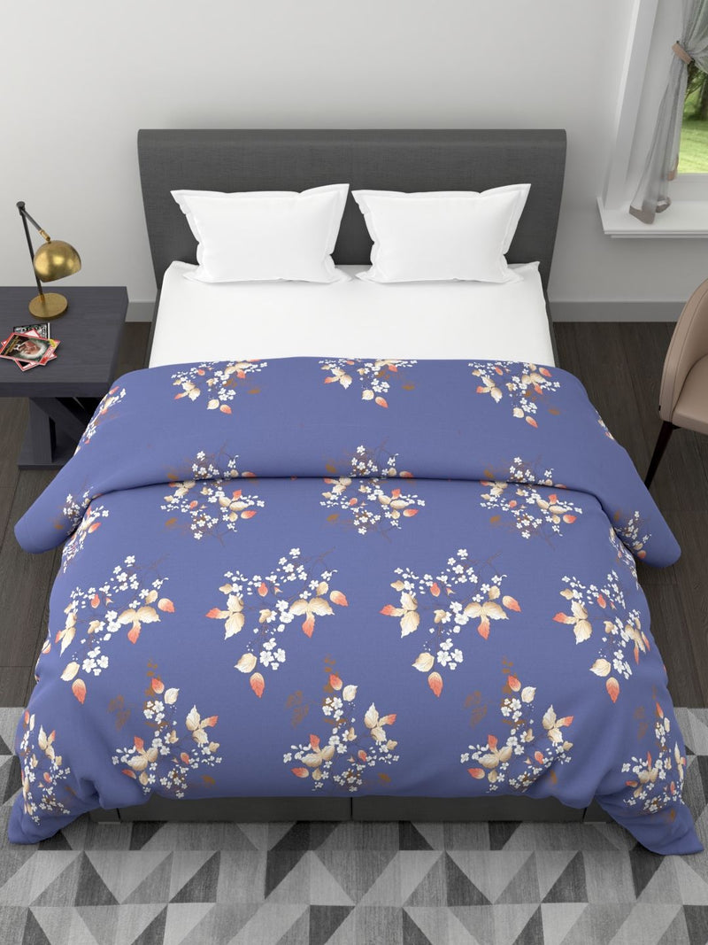 Super Soft Microfiber Double Comforter For All Weather <small> (floral-blue)</small>