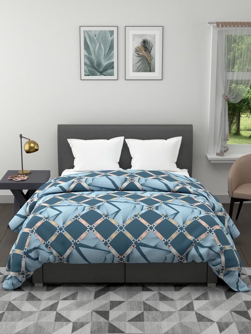 Super Soft Microfiber Double Comforter For All Weather <small> (geometric-blue)</small>