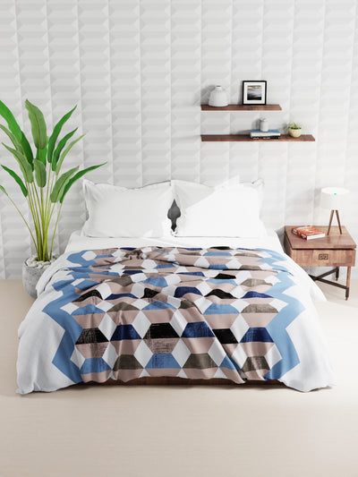 Super Soft Microfiber Double Comforter For All Weather <small> (geometric-brown/blue)</small>