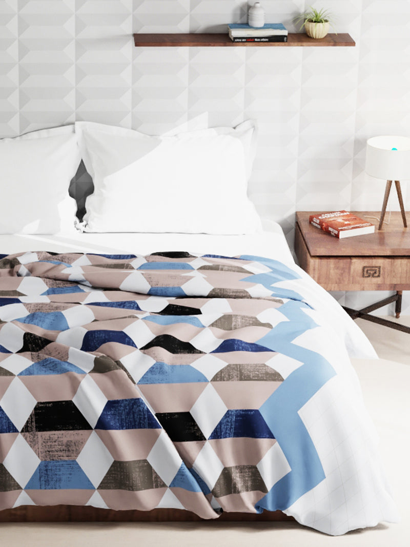 Super Soft Microfiber Double Comforter For All Weather <small> (geometric-brown/blue)</small>