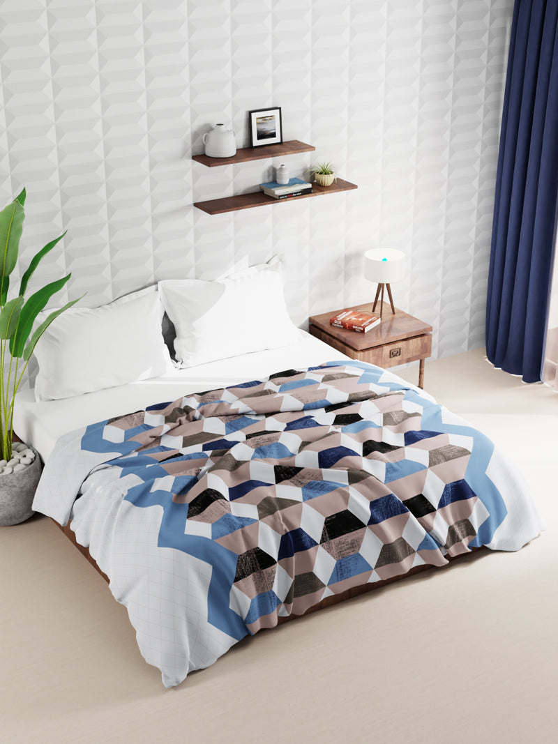 Super Soft Microfiber Double Comforter For All Weather <small> (geometric-brown/blue)</small>